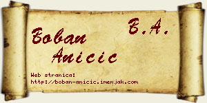 Boban Aničić vizit kartica